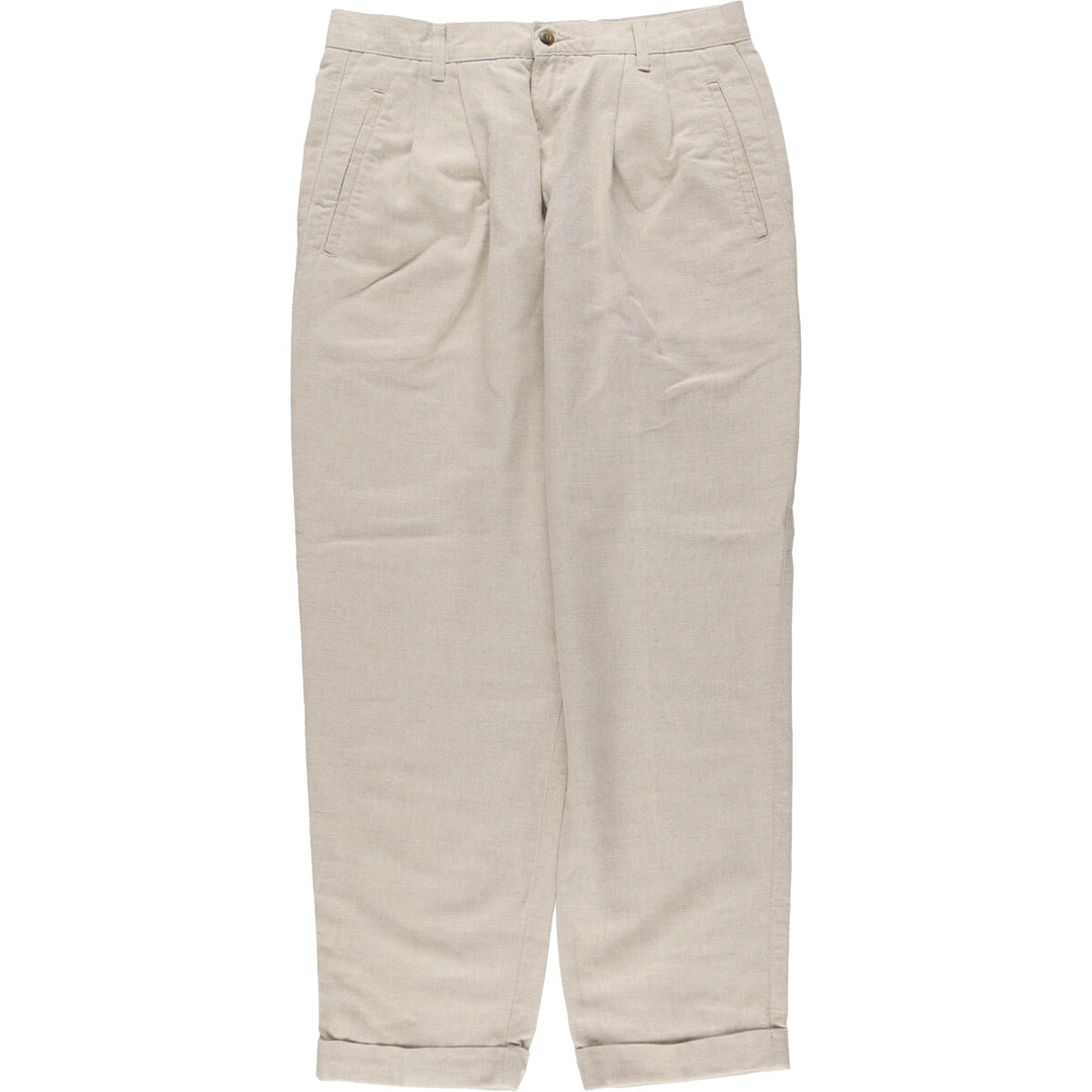 90'S Dockers Khakis Relaxed Fit Two-pleat Linen x Cotton Pants Slacks Men's W34 Vintage linen Beige type Vintage Second Hand