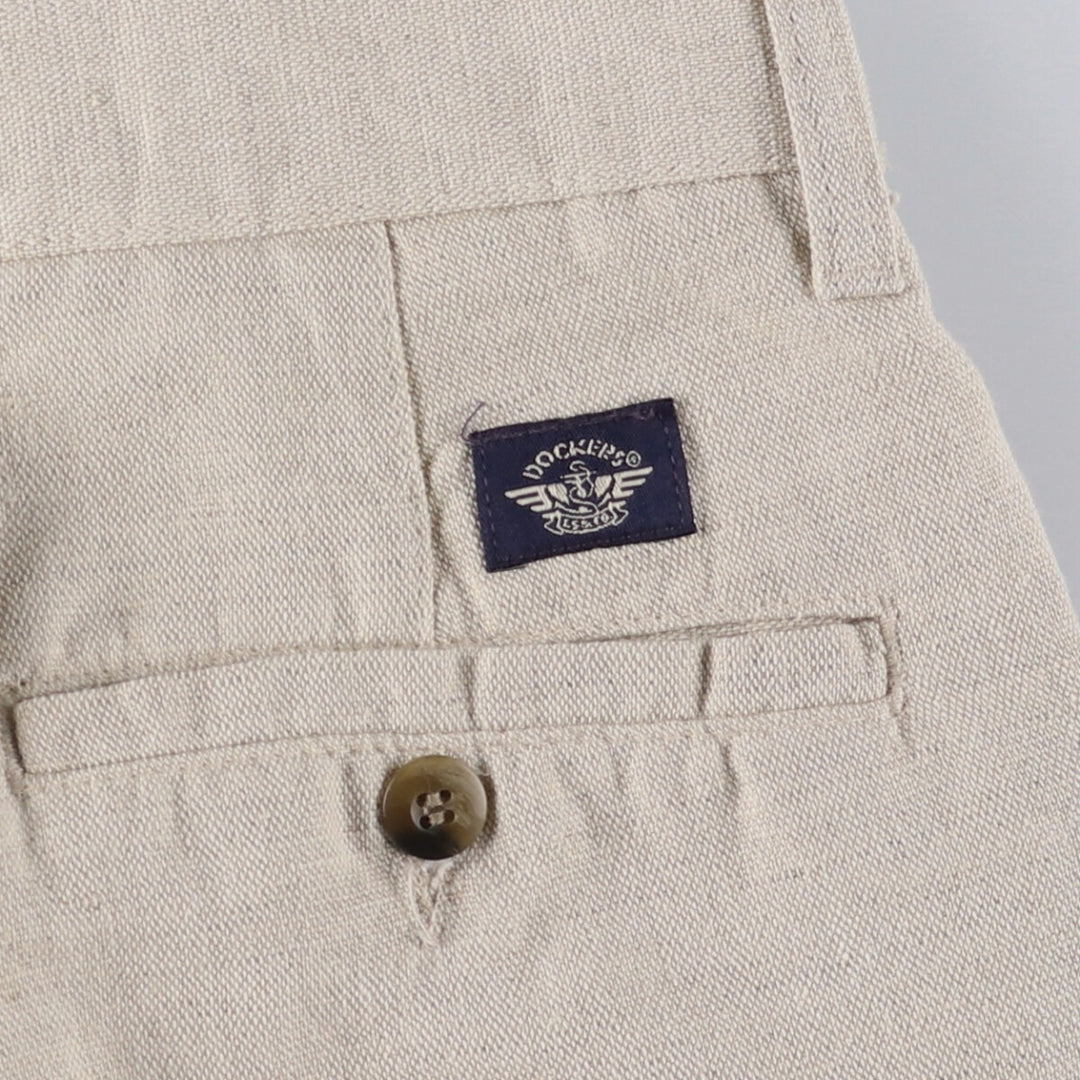 90'S Dockers Khakis Relaxed Fit Two-pleat Linen x Cotton Pants Slacks Men's W34 Vintage linen Beige type Vintage Second Hand