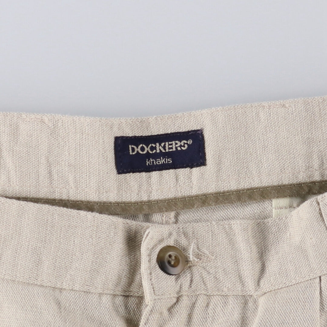 90'S Dockers Khakis Relaxed Fit Two-pleat Linen x Cotton Pants Slacks Men's W34 Vintage linen Beige type Vintage Second Hand