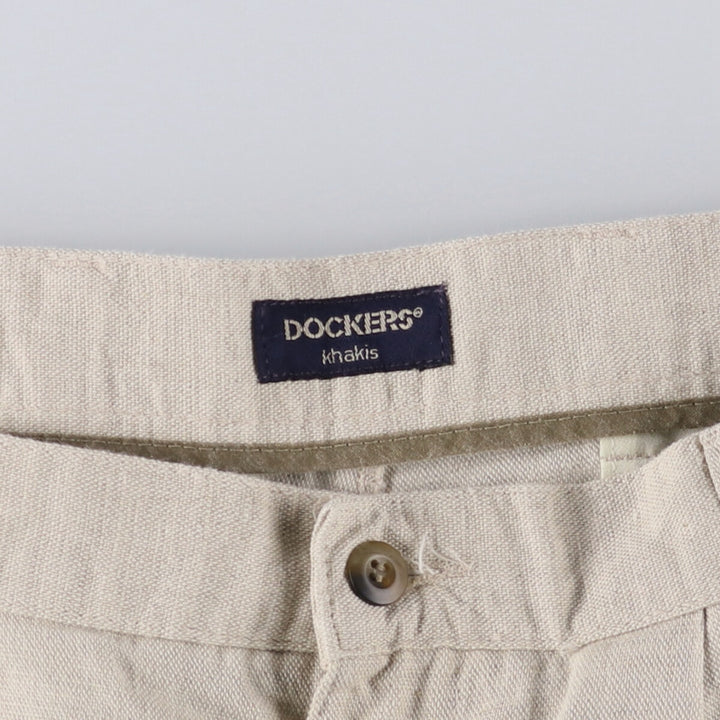 90'S Dockers Khakis Relaxed Fit Two-pleat Linen x Cotton Pants Slacks Men's W34 Vintage linen Beige type Vintage Second Hand