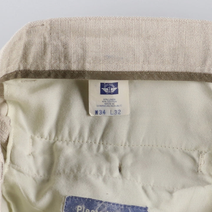 90'S Dockers Khakis Relaxed Fit Two-pleat Linen x Cotton Pants Slacks Men's W34 Vintage linen Beige type Vintage Second Hand