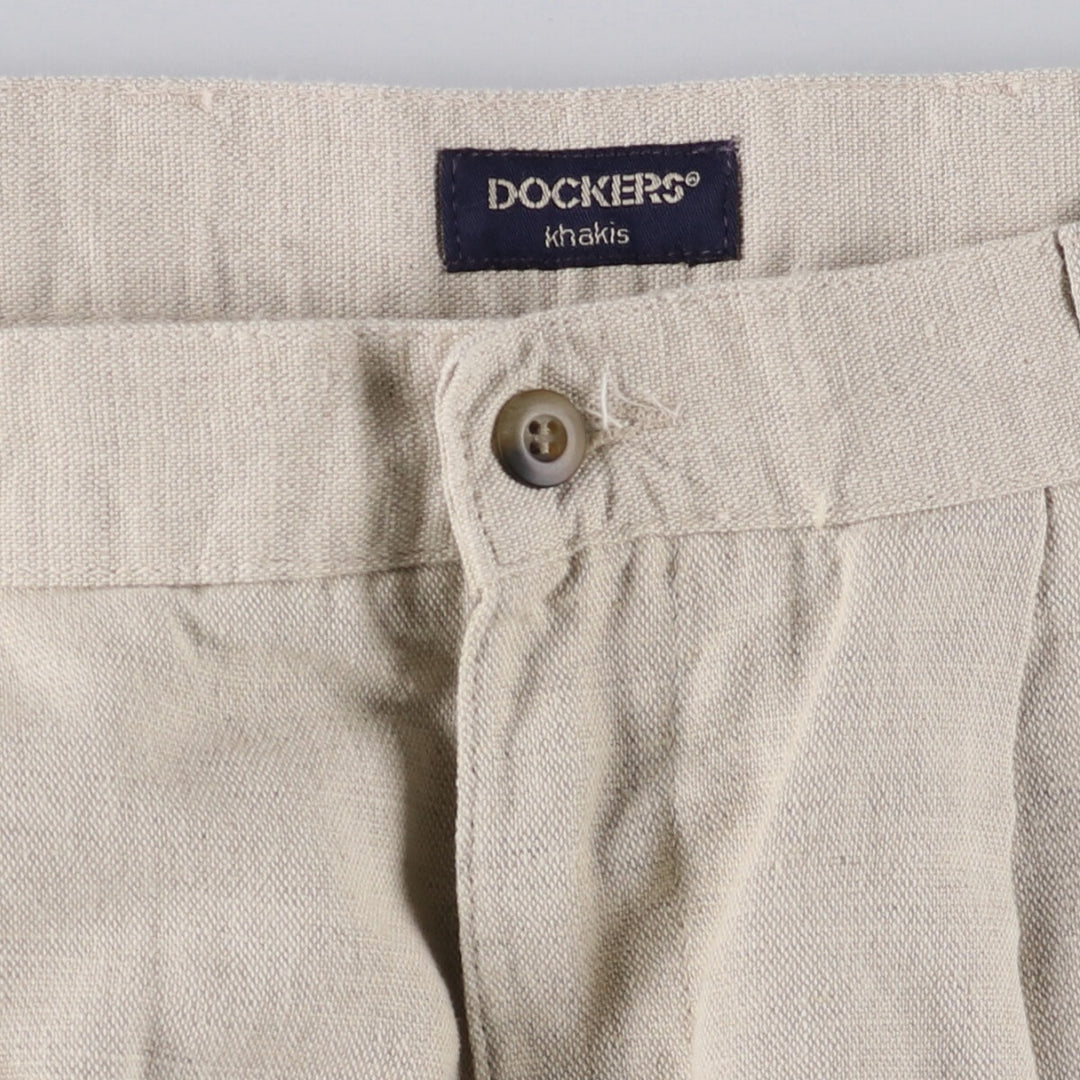 90'S Dockers Khakis Relaxed Fit Two-pleat Linen x Cotton Pants Slacks Men's W34 Vintage linen Beige type Vintage Second Hand