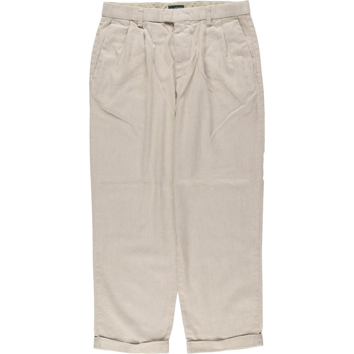 00'S Dockers DOCKERS RECODE Two-pleat linen pants slacks for men, size W34 linen Beige type Vintage Second Hand