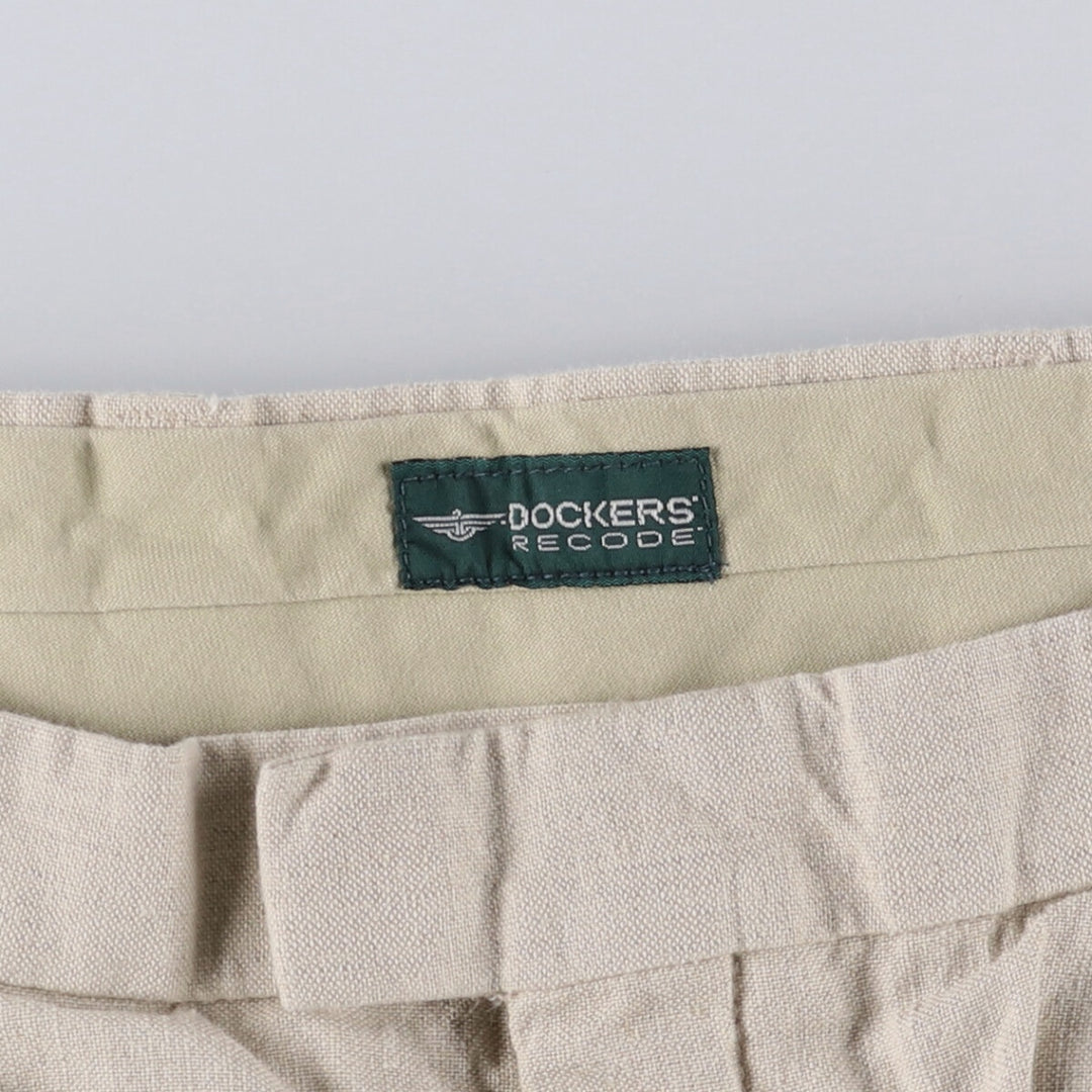 00'S Dockers DOCKERS RECODE Two-pleat linen pants slacks for men, size W34 linen Beige type Vintage Second Hand