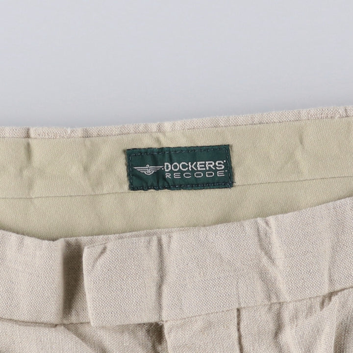 00'S Dockers DOCKERS RECODE Two-pleat linen pants slacks for men, size W34 linen Beige type Vintage Second Hand