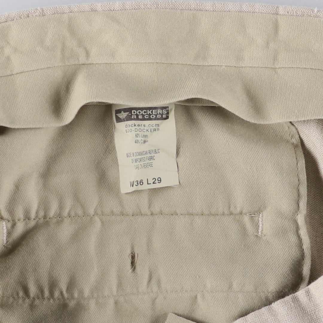 00'S Dockers DOCKERS RECODE Two-pleat linen pants slacks for men, size W34 linen Beige type Vintage Second Hand