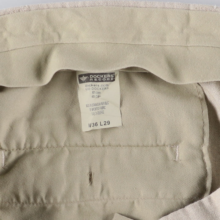 00'S Dockers DOCKERS RECODE Two-pleat linen pants slacks for men, size W34 linen Beige type Vintage Second Hand