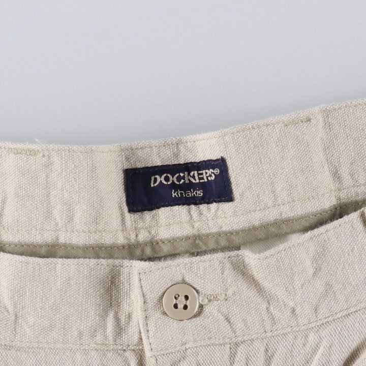 90'S Dockers Khakis Relaxed Fit Two-pleat Linen x Cotton Pants Slacks Men's W31 Vintage linen Beige type Vintage Second Hand