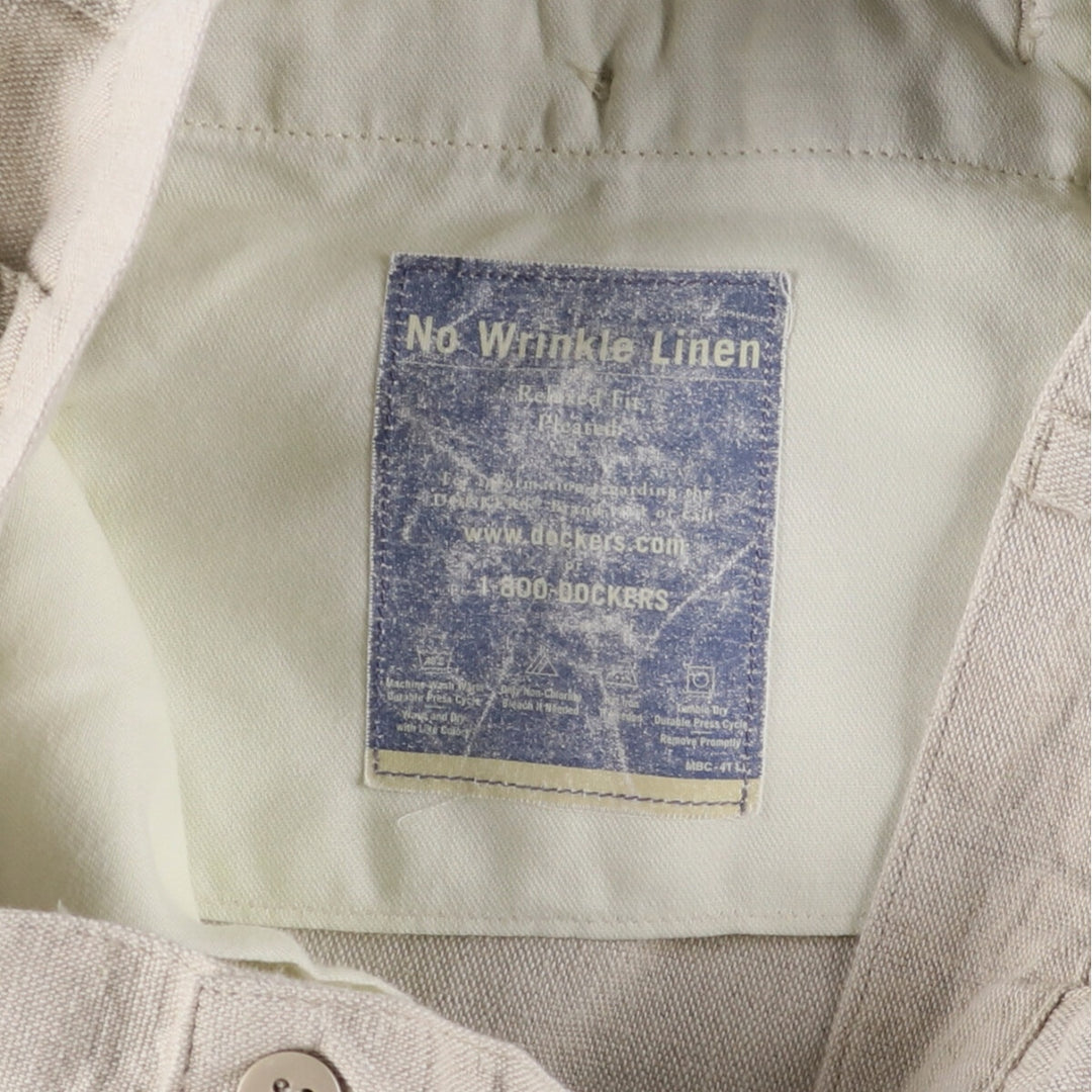 90'S Dockers Khakis Relaxed Fit Two-pleat Linen x Cotton Pants Slacks Men's W31 Vintage linen Beige type Vintage Second Hand