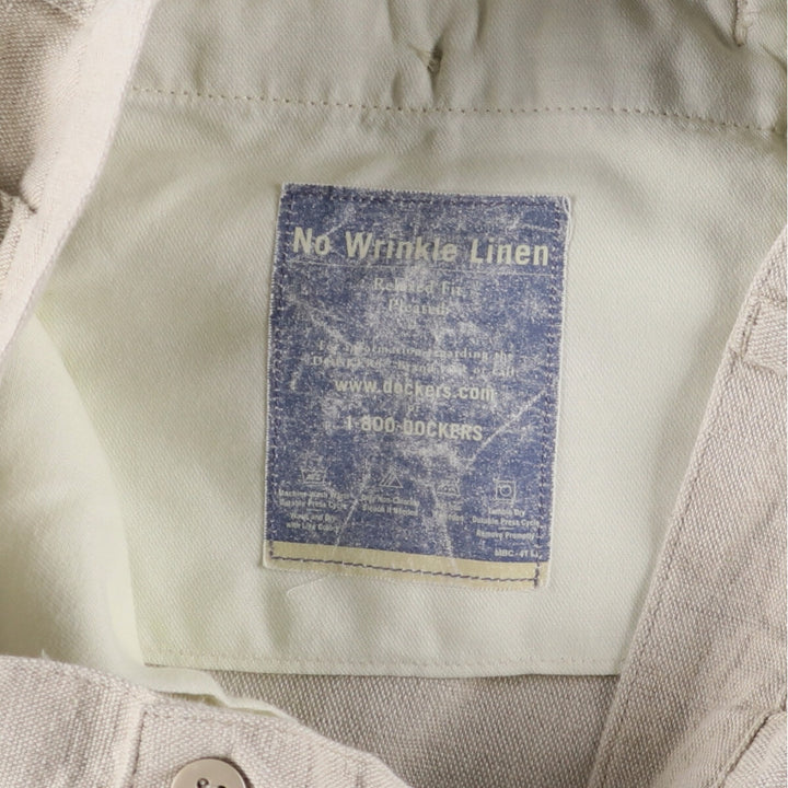 90'S Dockers Khakis Relaxed Fit Two-pleat Linen x Cotton Pants Slacks Men's W31 Vintage linen Beige type Vintage Second Hand