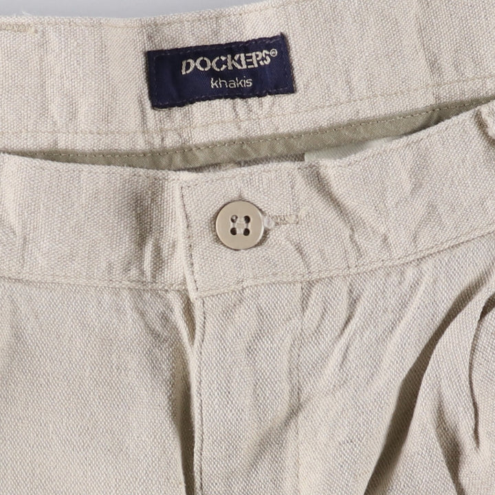 90'S Dockers Khakis Relaxed Fit Two-pleat Linen x Cotton Pants Slacks Men's W31 Vintage linen Beige type Vintage Second Hand