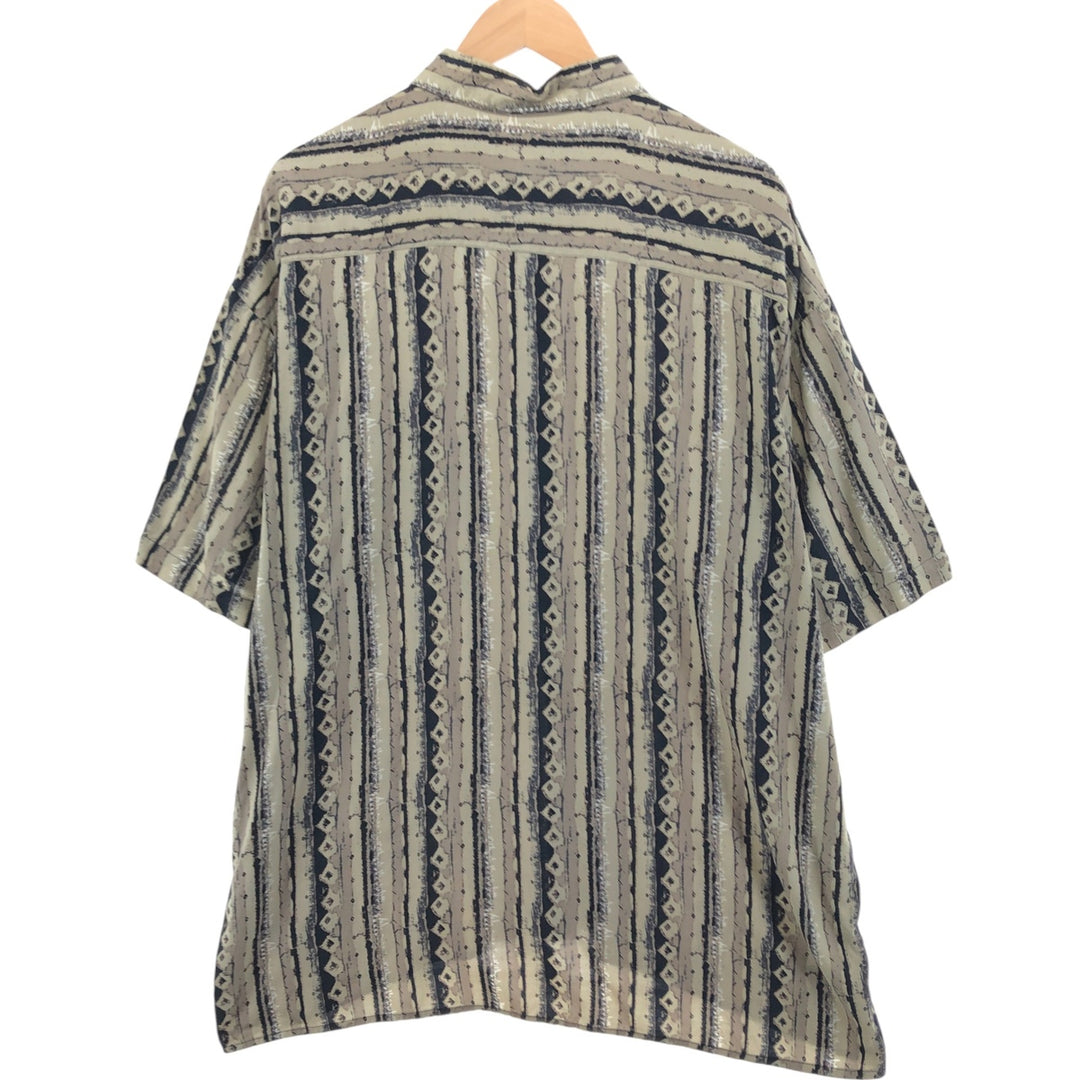90'S St. John's Bay All-over Print Short Sleeve Striped Shirt Box Shirt Men's XXL Vintage unclear Beige type Vintage Second Hand