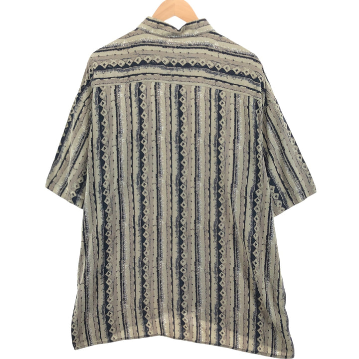 90'S St. John's Bay All-over Print Short Sleeve Striped Shirt Box Shirt Men's XXL Vintage unclear Beige type Vintage Second Hand