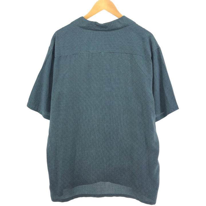 Marks and Spencer Check Pattern Short Sleeve Open Collar Silk Shirt Box Shirt Men's XL silk green type Vintage Second Hand