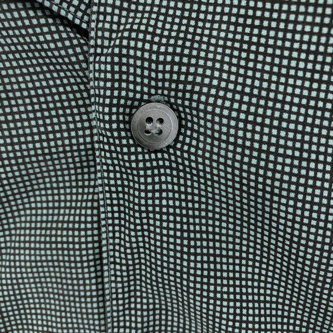 Marks and Spencer Check Pattern Short Sleeve Open Collar Silk Shirt Box Shirt Men's XL silk green type Vintage Second Hand