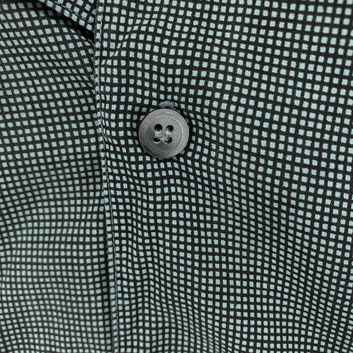 Marks and Spencer Check Pattern Short Sleeve Open Collar Silk Shirt Box Shirt Men's XL silk green type Vintage Second Hand