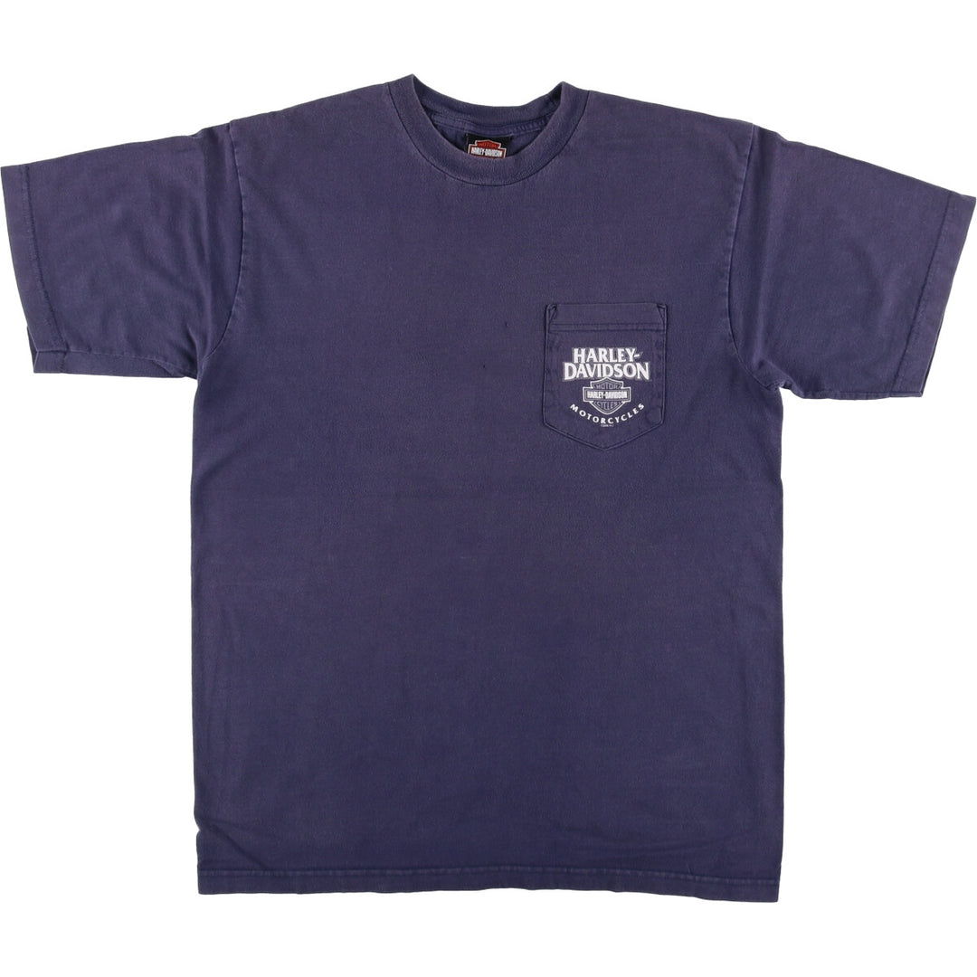 00'S Harley-Davidson Motorcycle Bike T-shirt Made in USA Men's L size cotton navy blue type Vintage Second Hand