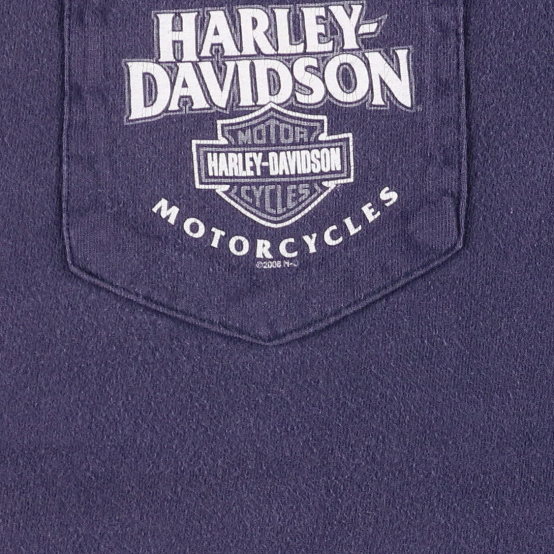 00'S Harley-Davidson Motorcycle Bike T-shirt Made in USA Men's L size cotton navy blue type Vintage Second Hand