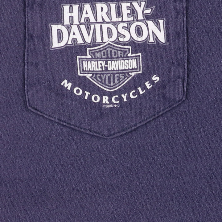 00'S Harley-Davidson Motorcycle Bike T-shirt Made in USA Men's L size cotton navy blue type Vintage Second Hand
