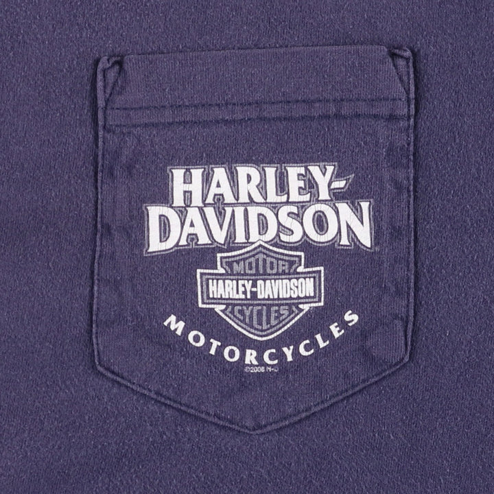 00'S Harley-Davidson Motorcycle Bike T-shirt Made in USA Men's L size cotton navy blue type Vintage Second Hand