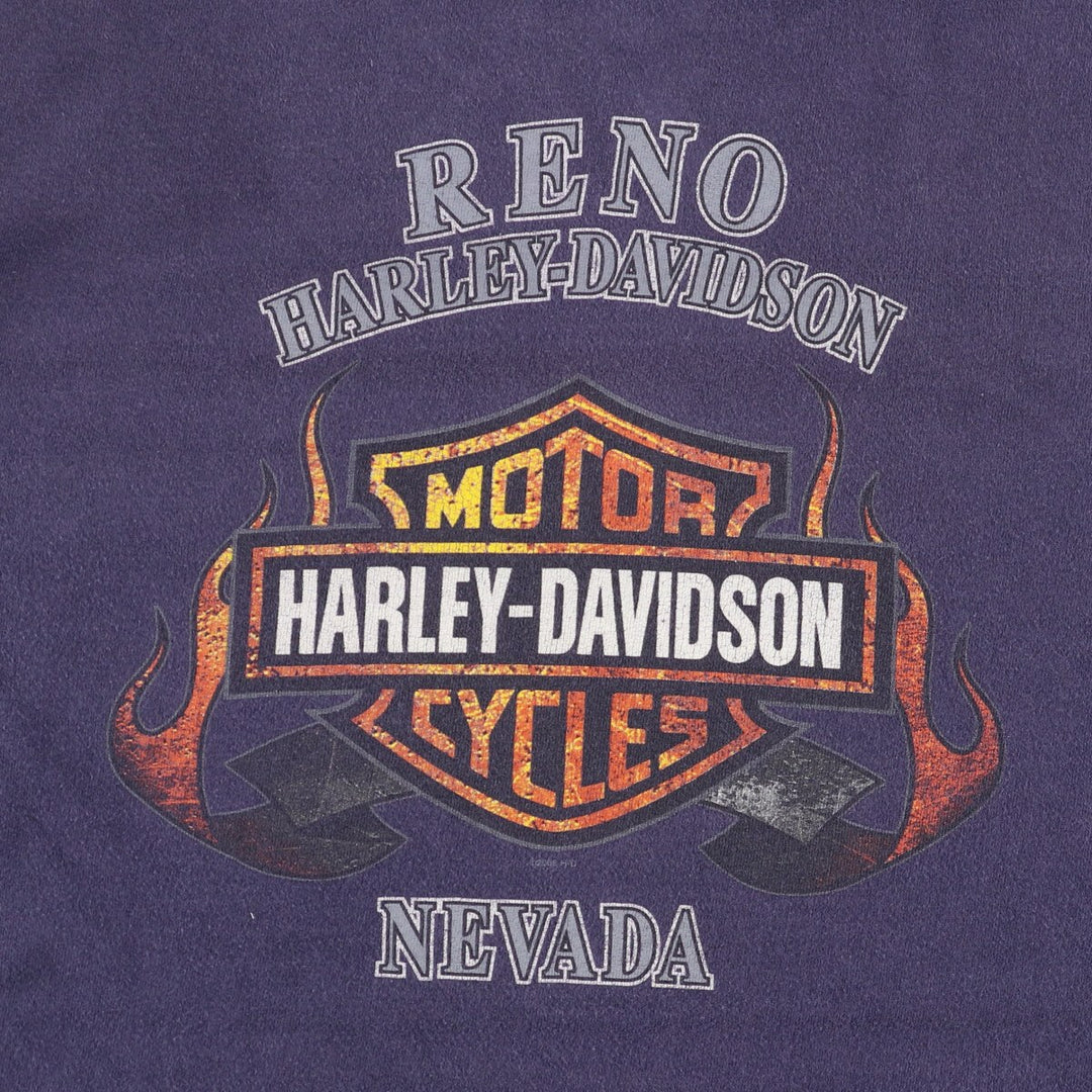 00'S Harley-Davidson Motorcycle Bike T-shirt Made in USA Men's L size cotton navy blue type Vintage Second Hand