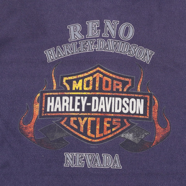 00'S Harley-Davidson Motorcycle Bike T-shirt Made in USA Men's L size cotton navy blue type Vintage Second Hand