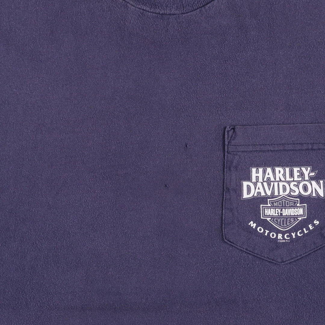 00'S Harley-Davidson Motorcycle Bike T-shirt Made in USA Men's L size cotton navy blue type Vintage Second Hand