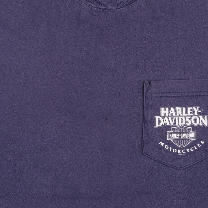 00'S Harley-Davidson Motorcycle Bike T-shirt Made in USA Men's L size cotton navy blue type Vintage Second Hand