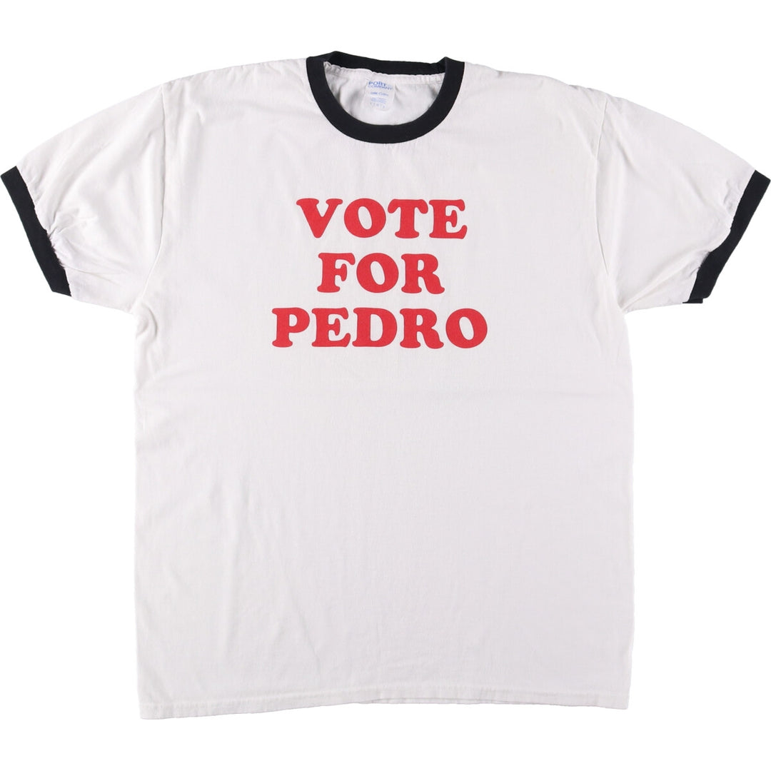 Port & Company Movie NAPOLEON DYNAMITE Napoleon Dynamite Ringer T-shirt Men's L size cotton white type Vintage Second Hand