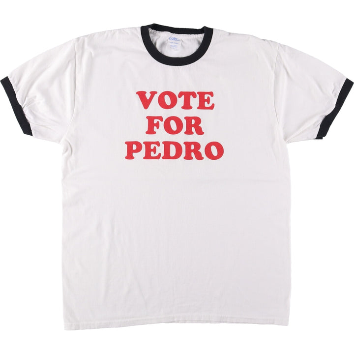 Port & Company Movie NAPOLEON DYNAMITE Napoleon Dynamite Ringer T-shirt Men's L size cotton white type Vintage Second Hand