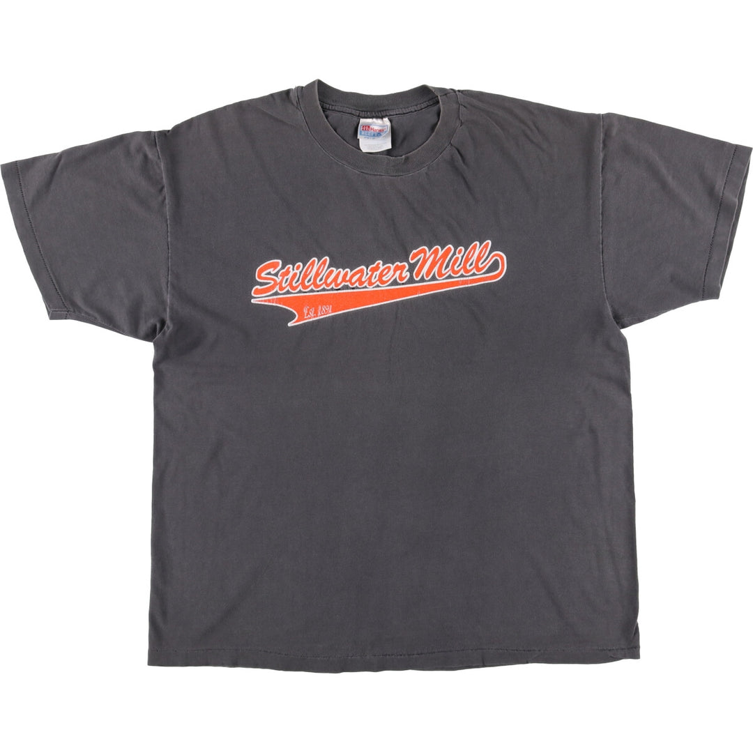 90'S Hanes BEEFY-T Advertising T-shirt, Men's XL size, Vintage cotton Charcoal Vintage Second Hand