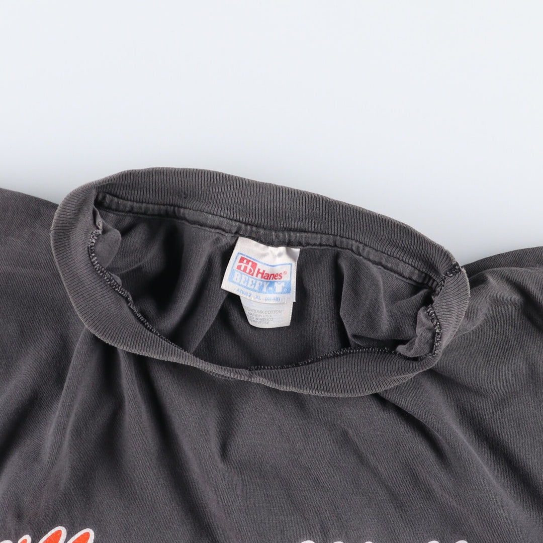 90'S Hanes BEEFY-T Advertising T-shirt, Men's XL size, Vintage cotton Charcoal Vintage Second Hand