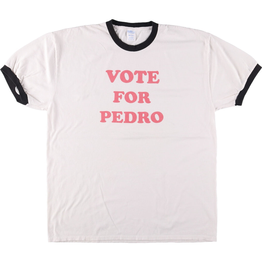Port & Company Movie NAPOLEON DYNAMITE Napoleon Dynamite Ringer T-shirt Men's XL size cotton white type Vintage Second Hand