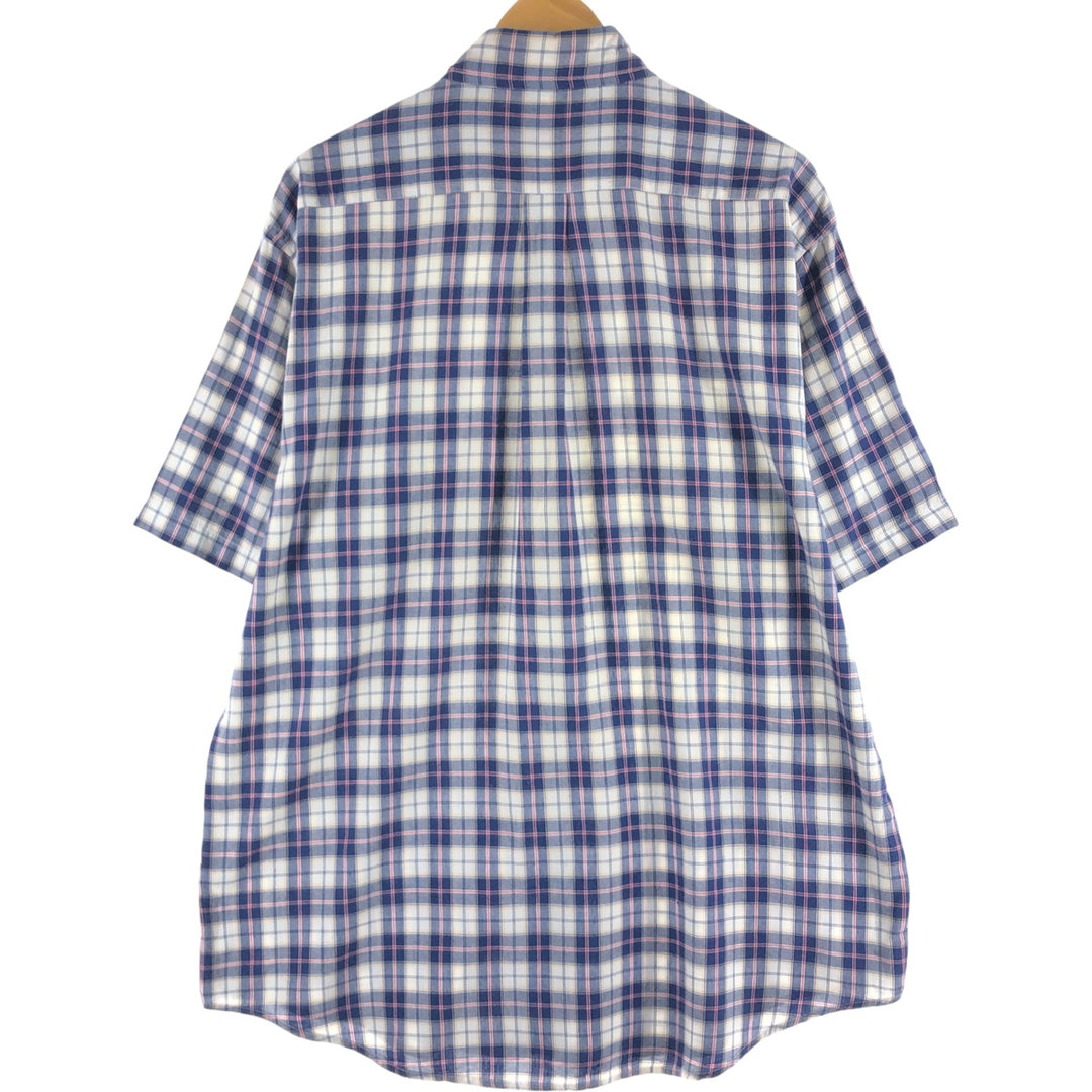Brooks Brothers 346 short sleeve button down check shirt, men's size XL cotton navy blue type Vintage Second Hand