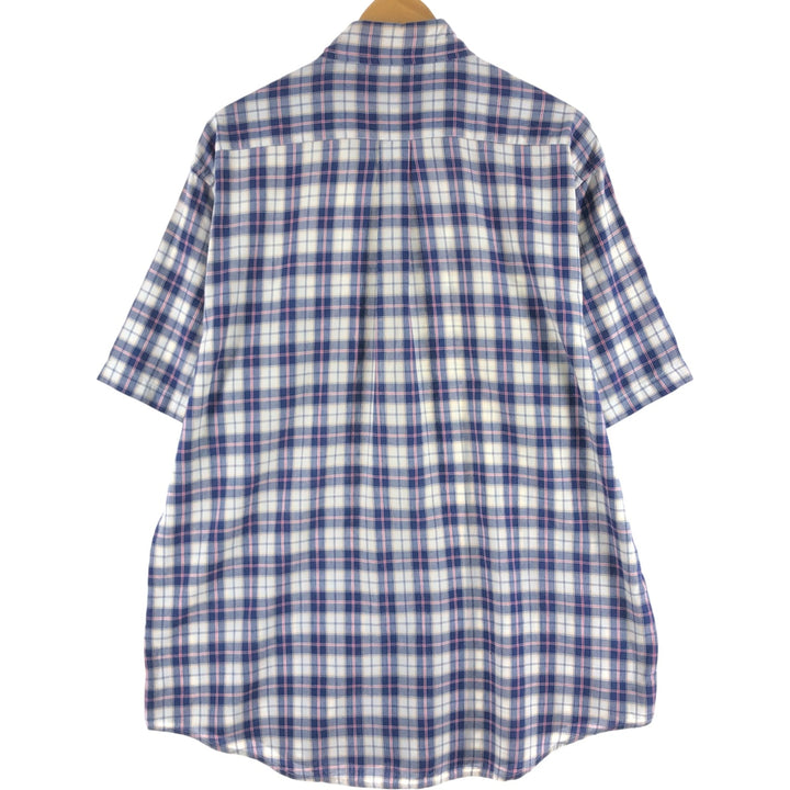 Brooks Brothers 346 short sleeve button down check shirt, men's size XL cotton navy blue type Vintage Second Hand