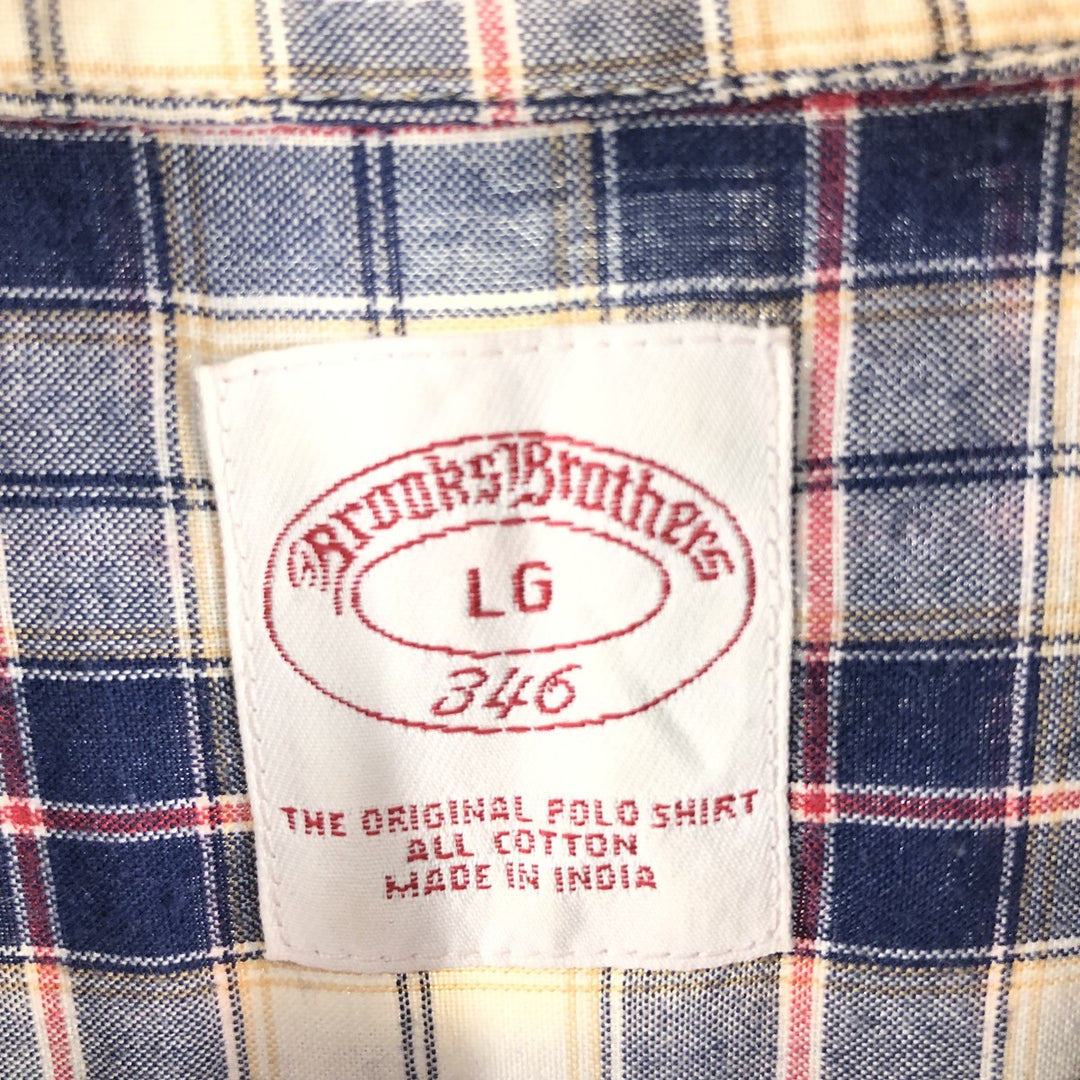 Brooks Brothers 346 short sleeve button down check shirt, men's size XL cotton navy blue type Vintage Second Hand