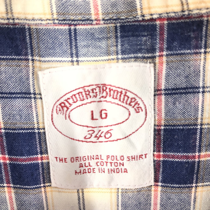 Brooks Brothers 346 short sleeve button down check shirt, men's size XL cotton navy blue type Vintage Second Hand
