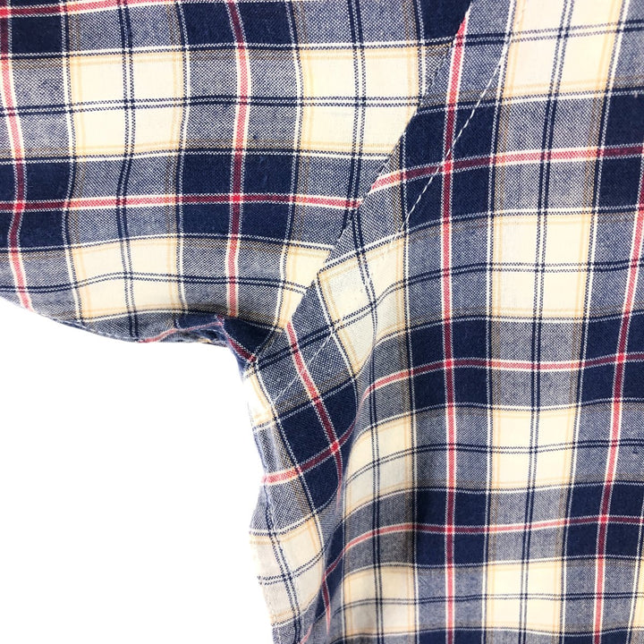 Brooks Brothers 346 short sleeve button down check shirt, men's size XL cotton navy blue type Vintage Second Hand