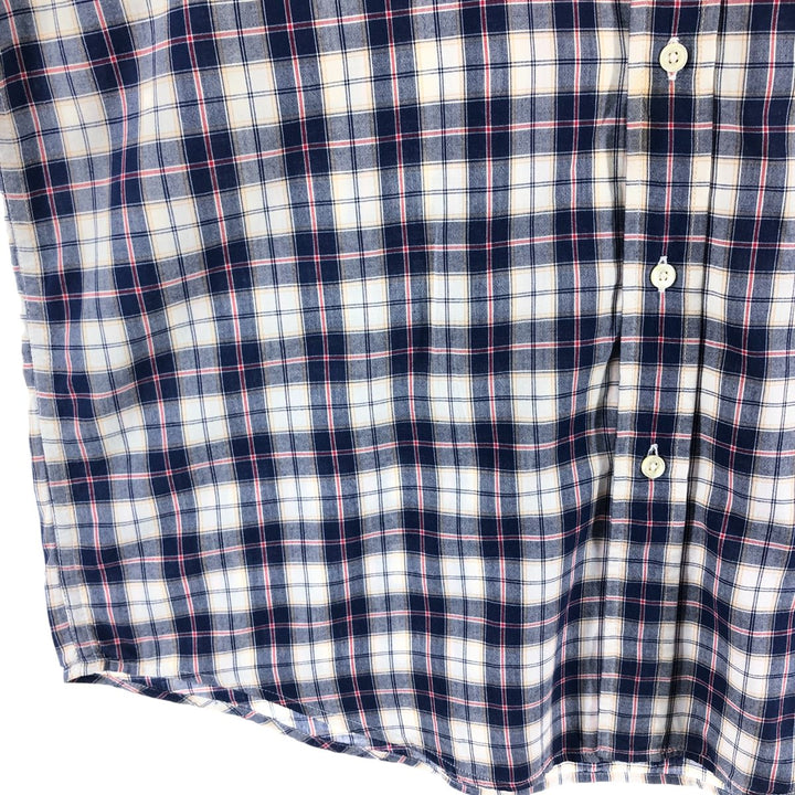 Brooks Brothers 346 short sleeve button down check shirt, men's size XL cotton navy blue type Vintage Second Hand