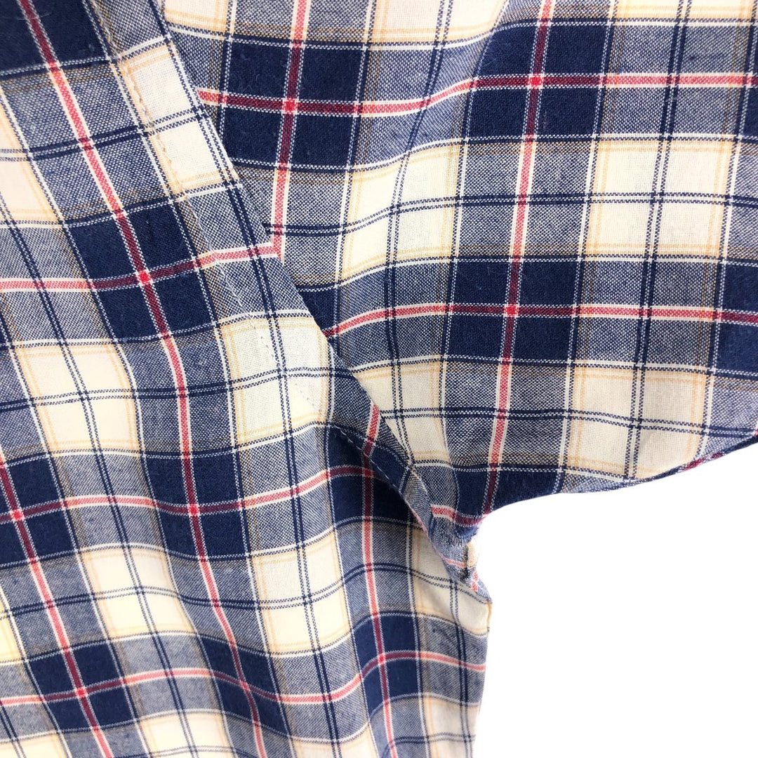 Brooks Brothers 346 short sleeve button down check shirt, men's size XL cotton navy blue type Vintage Second Hand