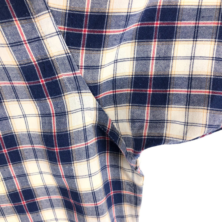 Brooks Brothers 346 short sleeve button down check shirt, men's size XL cotton navy blue type Vintage Second Hand