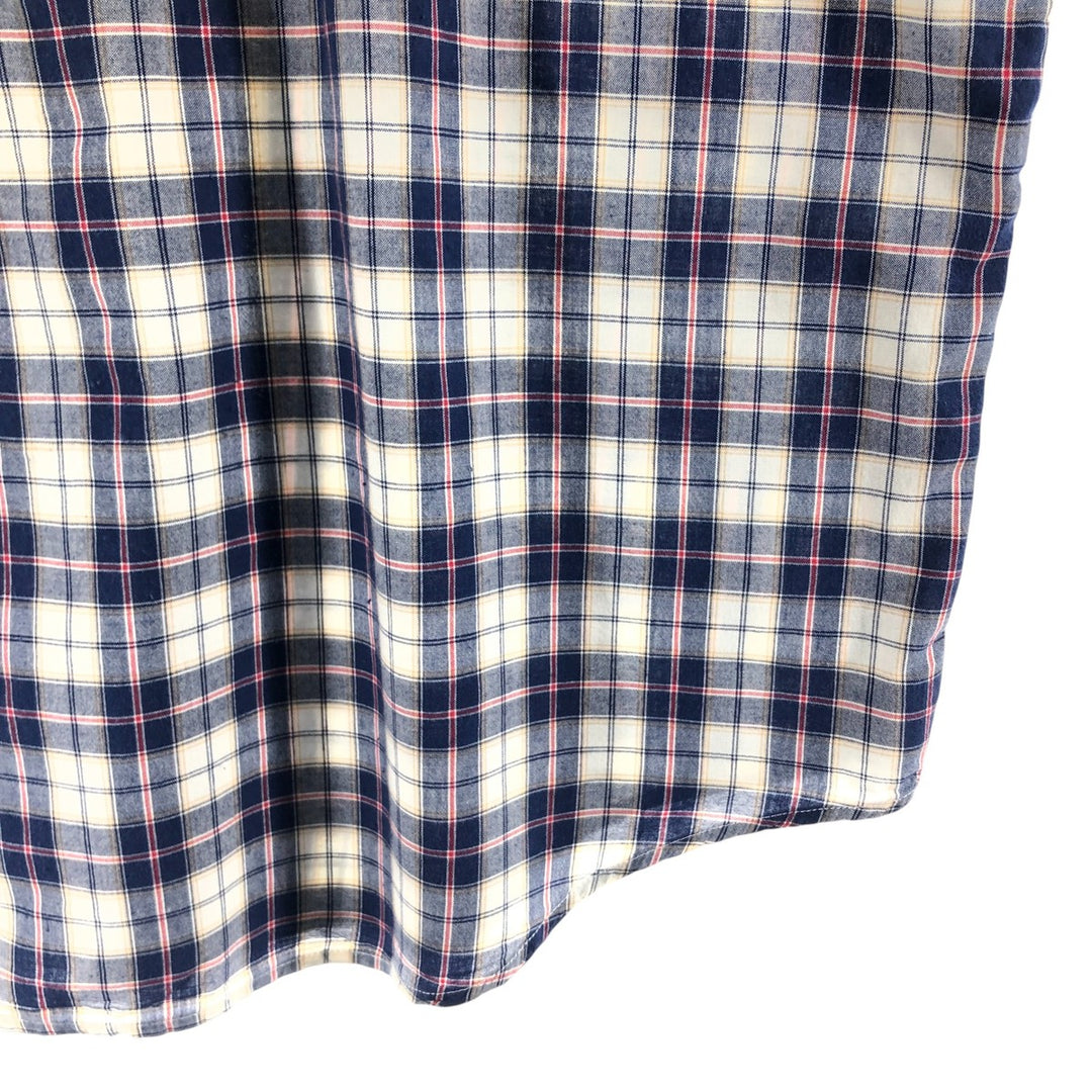 Brooks Brothers 346 short sleeve button down check shirt, men's size XL cotton navy blue type Vintage Second Hand