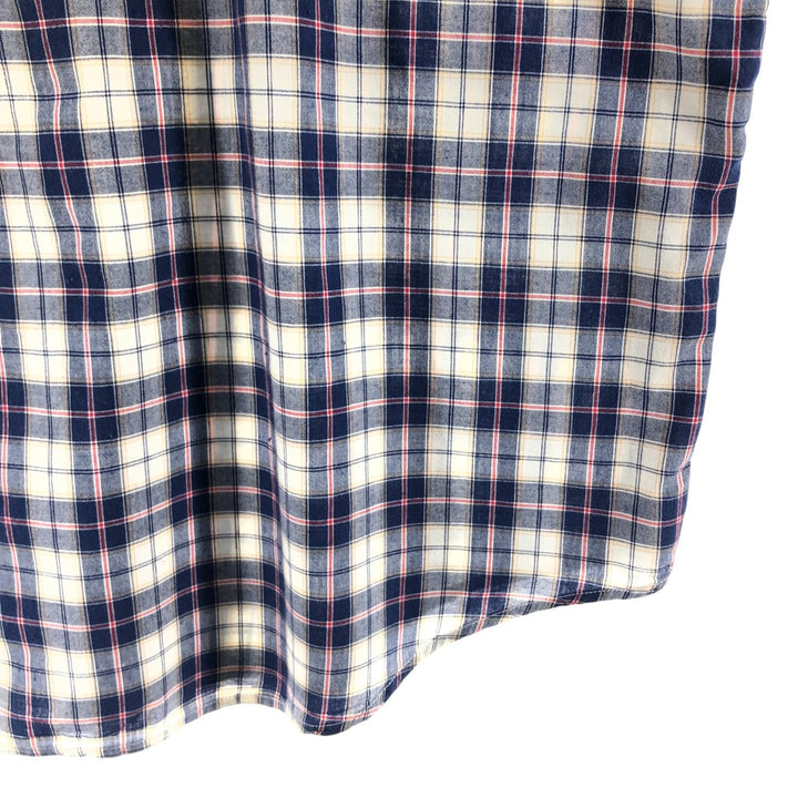 Brooks Brothers 346 short sleeve button down check shirt, men's size XL cotton navy blue type Vintage Second Hand