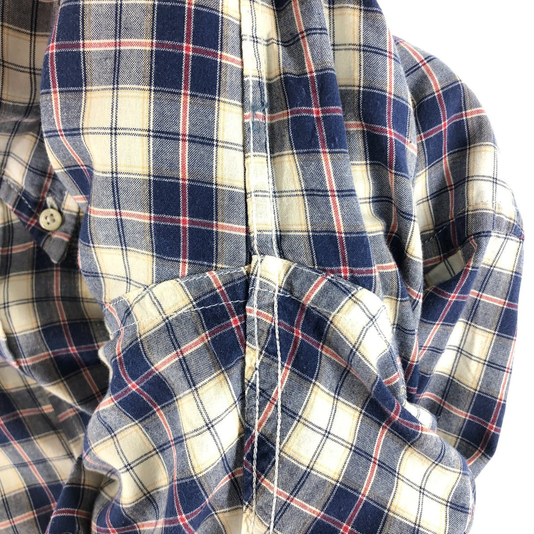 Brooks Brothers 346 short sleeve button down check shirt, men's size XL cotton navy blue type Vintage Second Hand