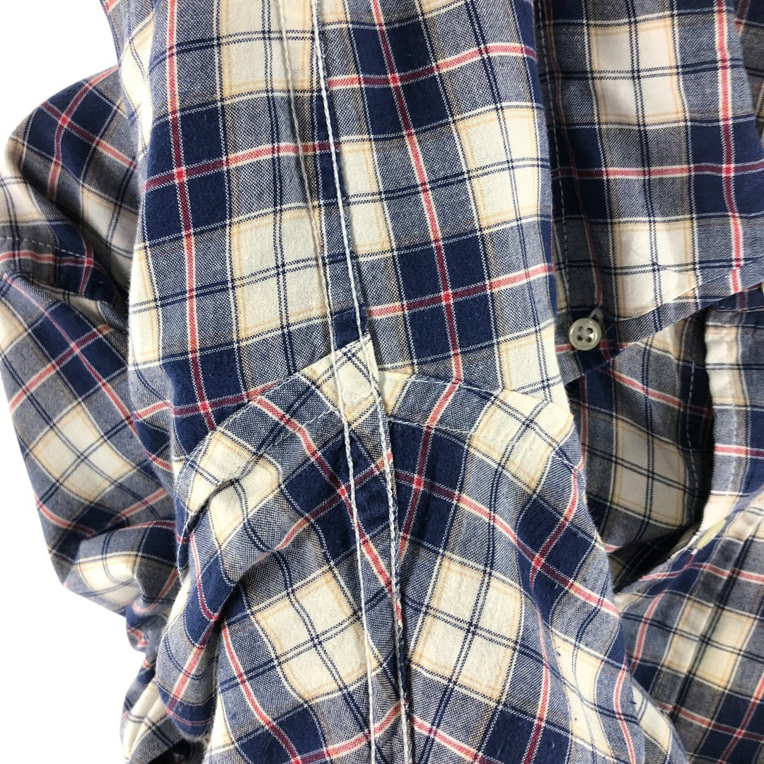 Brooks Brothers 346 short sleeve button down check shirt, men's size XL cotton navy blue type Vintage Second Hand