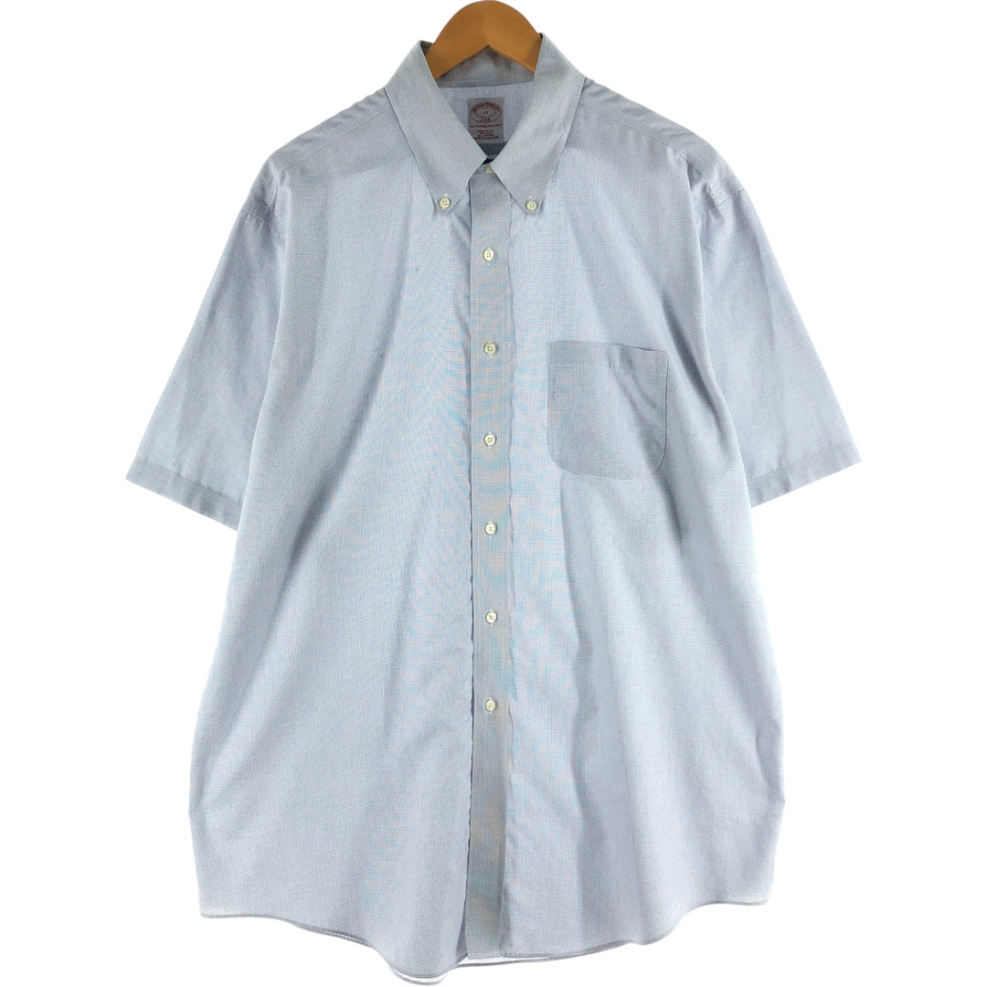 Brooks Brothers 346 short sleeve button down check shirt, men's size XL cotton Navy blue Vintage Second Hand