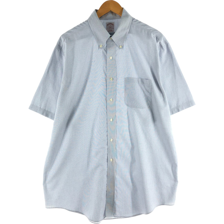 Brooks Brothers 346 short sleeve button down check shirt, men's size XL cotton Navy blue Vintage Second Hand
