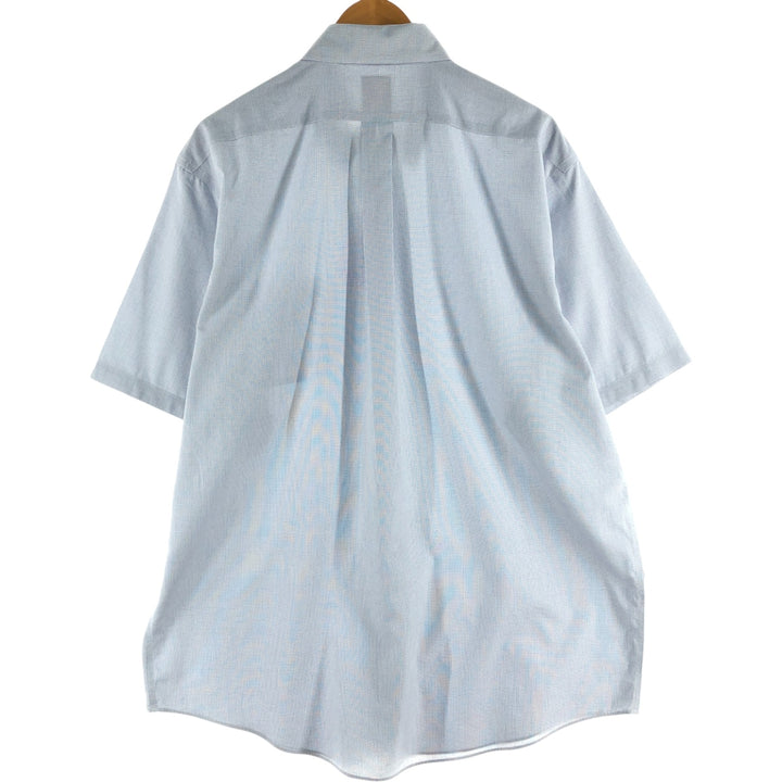 Brooks Brothers 346 short sleeve button down check shirt, men's size XL cotton Navy blue Vintage Second Hand