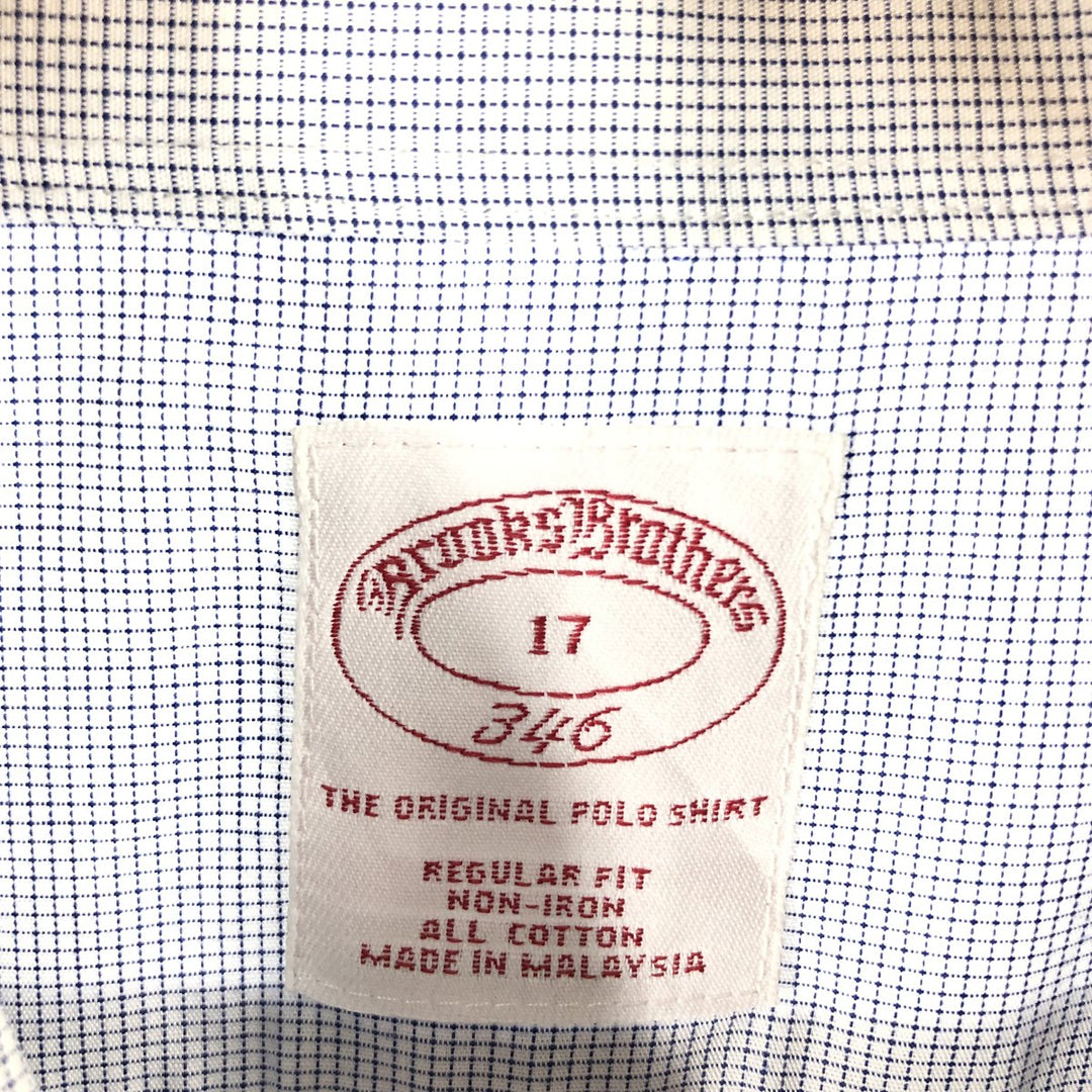 Brooks Brothers 346 short sleeve button down check shirt, men's size XL cotton Navy blue Vintage Second Hand