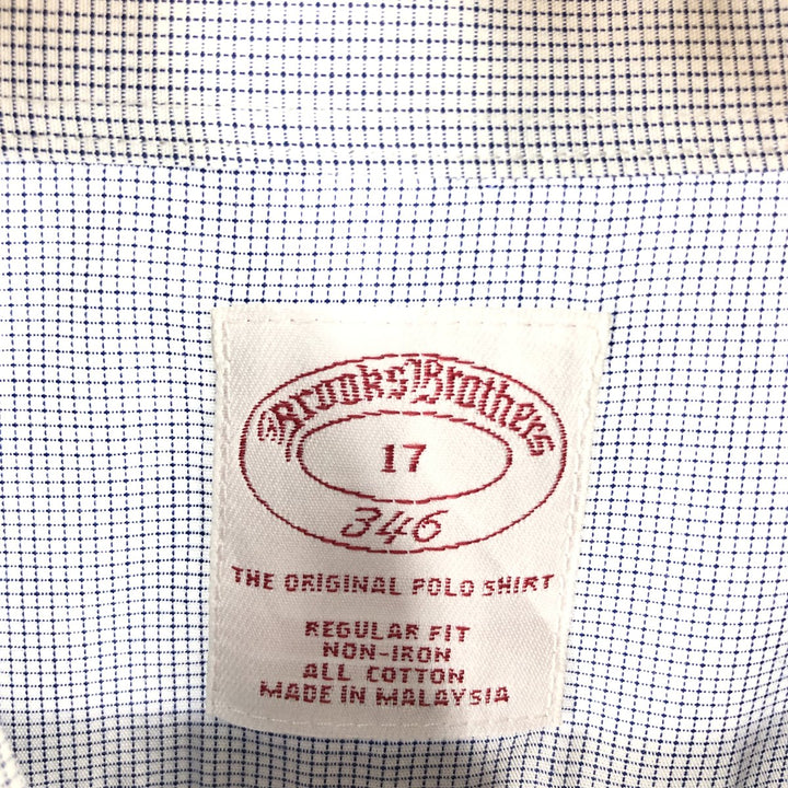 Brooks Brothers 346 short sleeve button down check shirt, men's size XL cotton Navy blue Vintage Second Hand